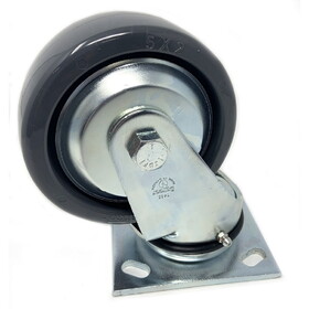 Minuteman 5" X 2" Swivel Caster, Gray Poly On Aluminum, Includes Seals And Thread Guard