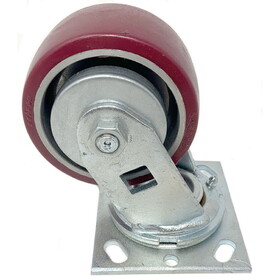 NSS 4" X 2" Swivel Caster, Maroon On Poly, Thread Guard