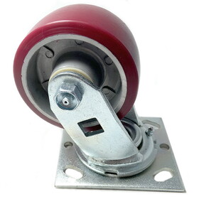 NSS 4" X 2" Swivel Caster, Maroon Poly On Aluminum