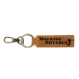 Walking Different Cross Logo Leather Key Chain