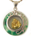 Feng Shui Import Jade Pendant with Golden Buddha Inside - 3154