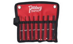 Field Tool Punch Pin Knurled 4In 8Pc Set, Drive Pin Punch Set, In Pouch