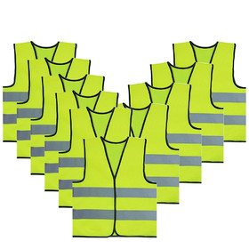 TOPTIE 10 Pack Kids Safety Reflective Vests, High Vis Construction Vest with Elastic Waistband