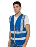 TOPTIE 9 Pockets High Visibility Zipper Front Safety Vest With Reflective Strips, Meets ANSI Standards