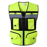 TOPTIE Heavy Duty Industrial Safety Vest, Breathable High Visibility Vest with Multi Frontal Pockets