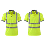 TOPTIE Neon Yellow Polo Shirts Hi Vis Short Sleeve Safety Shirt with Reflective Strips Wholesale