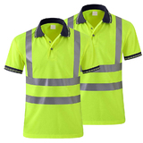 TOPTIE 2PCS Polo Shirts High Visibility Collar Short Sleeve Safety Shirts with Reflective Strips
