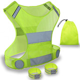 TOPTIE Reflective Vests Running Gear, High Visibility Safe Vest for Women & Men, Included 2 Reflective Bands & Bag