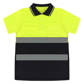 TOPTIE Safety Polo Shirt Reflective High Visibility Short Sleeve Pocket Tee