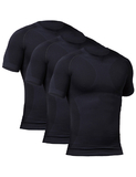 TopTie Men's 3 Pack Compression Undershirt, Short Sleeve Slimming Body Shaper