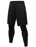 TOPTIE 2 in 1 Men's Active Running Shorts, Basketball Tights Pants