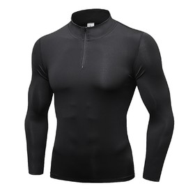 TOPTIE Men's Long Sleeve Compression Shirt Slim Fit Fleece-lined Top Running Shirts