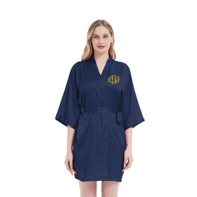 TOPTIE Personalized Monogrammed Robe Micro Elastic Satin Brides Bridesmaid Embroidered Initial Kimono