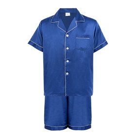 TOPTIE Men's Silk Pajamas Set Short Sleeve Button-Up Top & Shorts for Daily Birthday Wedding Party