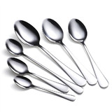 Muka 12 Pcs 18/8 Stainless Steel Dinner Spoon Serving Spoon Round Edge Soup Spoon Sliver Flatware Dishwasher Safe Tableware, 8 inch