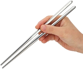 Muka 10 Pairs 18/8 Stainless Steel Non-slip Metal chopsticks Set Reusable Dishwasher Safe Square Body Shape Chopsticks