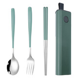 Muka Set of 3 Portable Flatware Set w/ Fork Sproon Chopsticks Utensils Stainless Steel w/ Cellphone Holder