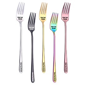 Muka 6 pcs 8" Personalized Stainless Steel Dinner Fork Cutlery with Custom Text & Logo