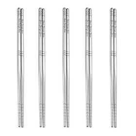 Muka 5 Pairs Custom Stainless Steel chopsticks Reusable Personalized Non-slip Metal Chopsticks