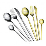 Muka Custom Slim-Handle Flatware 410 Stainless Steel Single Piece Dinner Knife Spoon Fork Espresso Spoon