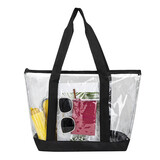TOPTIE Clear Tote Bag, Waterproof PVC Bag with Zipper Pocket and Comfortable Nylon Handles, Daily essentials, Use for Grocery, Beach, Concert, Shopping, Supermarket, Stadium