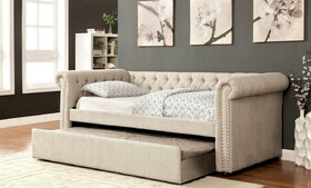 Furniture of America IDF-1027BG-Q Strich Contemporary Fabric Daybed with Trundle