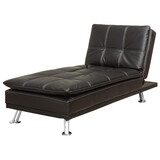 Furniture of America IDF-2677BK-CE Vail Contemporary Faux Leather Tufted Chaise