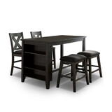 Furniture of America IDF-3153GY-PT Larkridge 3-Shelf Counter Height Dining Table