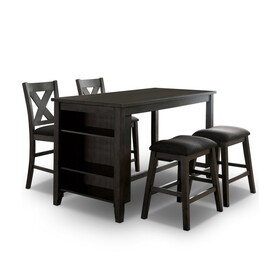 Furniture of America IDF-3153GY-PT Larkridge 3-Shelf Counter Height Dining Table