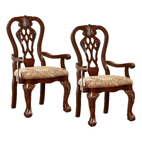 Furniture of America IDF-3212AC Clay Traditional Padded Arm Chairs (Set of 2)