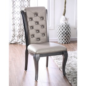 Furniture of America IDF-3219GY-SC Polara Traditional Tufted Side Chairs (Set of 2)
