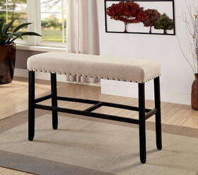 Furniture of America IDF-3324BK-BBN Lubbers Rustic Upholstered Bar Height Bench
