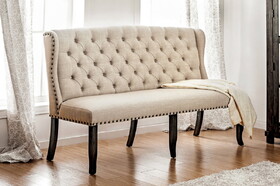 Furniture of America IDF-3324BK-BNL Colla Rustic Button Tufted 3-Seater Loveseat Bench