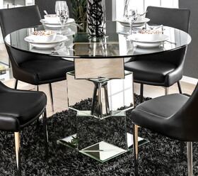 Furniture of America IDF-3384RT Eisen Contemporary Glass Top Dining Table
