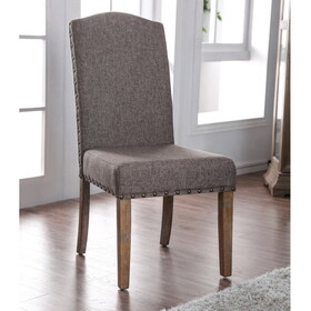 Furniture of America IDF-3429SC Justeen Rustic Fabric Button Tufted Side Chairs (Set of 2)
