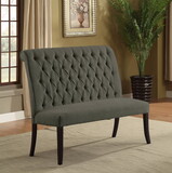 Furniture of America IDF-3564GY-BN Gracie Transitional Button Tufted Dining Bench in Gray