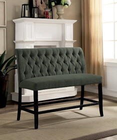 Furniture of America IDF-3564GY-PBN Gracie Transitional Button Tufted Dining Bench