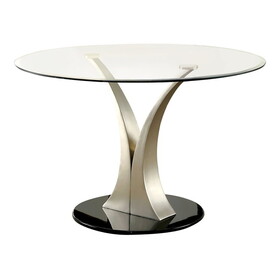 Furniture of America IDF-3727T Melie Contemporary Stainless Steel Dining Table