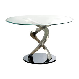 Furniture of America IDF-3729T Drumond Contemporary Stainless Steel Dining Table
