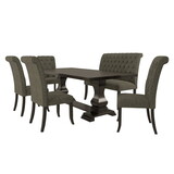 Furniture of America IDF-3840T-6PC-3564GY Nissa Rustic 6-Piece Wood Dining Set