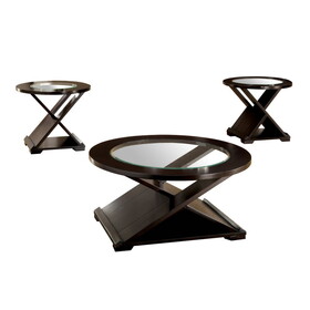 Furniture of America IDF-4006-3PK Zarit Contemporary Glass Top 3-Piece Coffee Table Set
