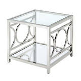 Furniture of America IDF-4166CRM-E Garado Contemporary Glass Top Square End Table