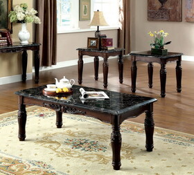 Furniture of America IDF-4292EX-3PK Myrna Traditional Marble Top 3-Piece Table Set