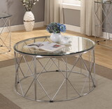 Furniture of America IDF-4342C Fland Glass Top Coffee Table