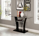 Furniture of America IDF-4372BK-S Warsan Contemporary Glass Top Console Table in Glossy Black and Chrome
