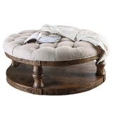 Furniture of America Cintra Rustic Tufted Cushion Top Coffee Table