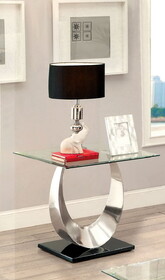 Furniture of America IDF-4726E Lovelle Contemporary Glass Top End Table