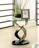 Furniture of America IDF-4729E Palomina Contemporary Glass Top End Table
