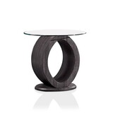 Furniture of America Lyndie Contemporary Glass Top End Table