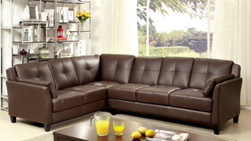 Furniture of America Noah Contemporary Faux Leather L-Shape Sectional